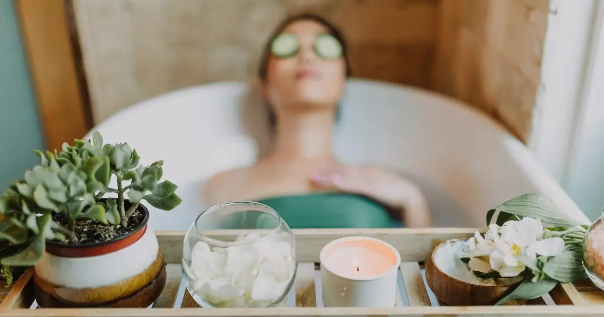 A girl at spa at home.