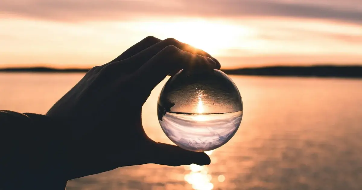 A ball of glass reflecting the sun