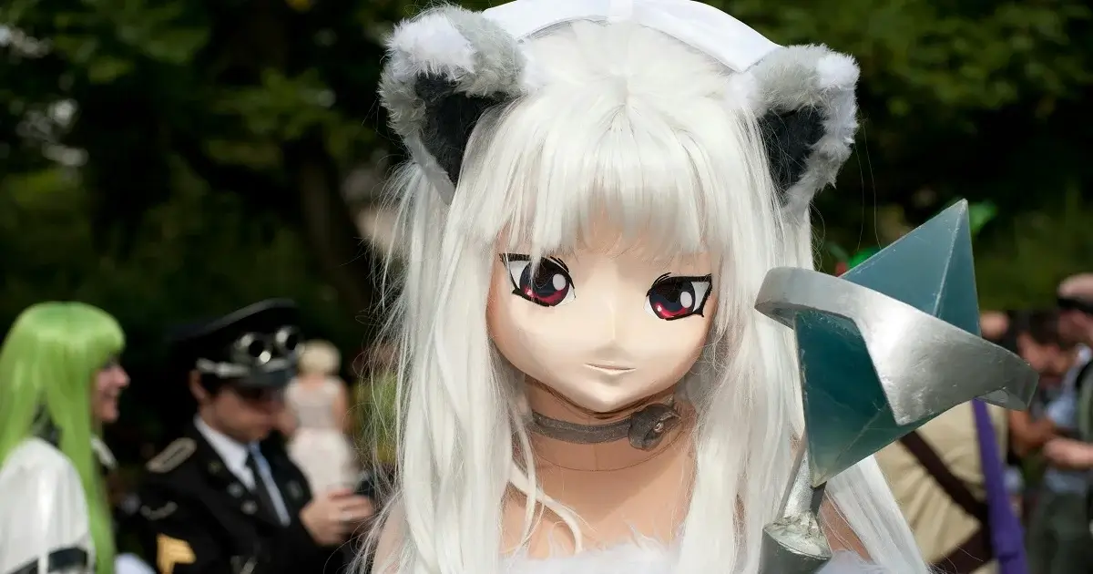 A cute yet scary anime female character with ears